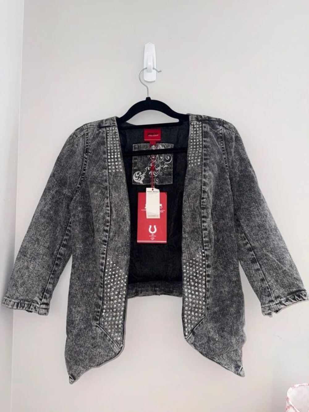 Vero Moda Studded Acid Wash Denim Jacket Y2K style